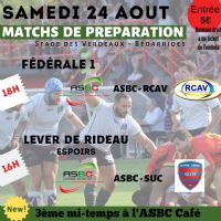 Rugby: ASBC / R.C.AUBENAS VALS. Le samedi 24 août 2019 à BEDARRIDES. Vaucluse.  16H00